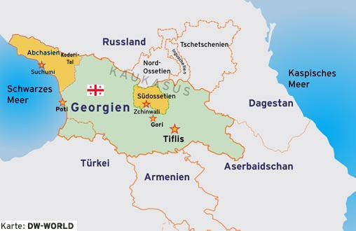 Karte von Georgien mit Anrainern